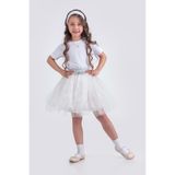 Mnk Baby&Kids Tütü Kartanesi Baskılı Parti Etek M00779 BEYAZ