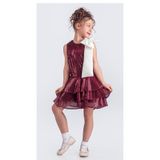 Mnk Baby&Kids Yaka Fiyonk Işıltılı Pul Payet Kumaş Kız Çocuk Abiye Elbise M00702 BORDO