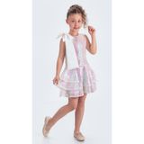 Mnk Baby&Kids Yaka Fiyonk Işıltılı Pul Payet Kumaş Kız Çocuk Abiye Elbise M00702 EKRU