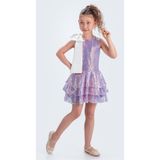 Mnk Baby&Kids Yaka Fiyonk Işıltılı Pul Payet Kumaş Kız Çocuk Abiye Elbise M00702 Lila