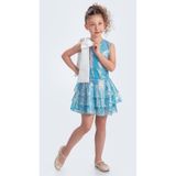 Mnk Baby&Kids Yaka Fiyonk Işıltılı Pul Payet Kumaş Kız Çocuk Abiye Elbise M00702 MAVİ