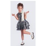 Mnk Baby&Kids Yaka Fiyonk Işıltılı Pul Payet Kumaş Kız Çocuk Abiye Elbise M00702 SİYAH - GRİ