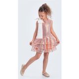 Mnk Baby&Kids Yaka Fiyonk Işıltılı Pul Payet Kumaş Kız Çocuk Abiye Elbise M00702 SOMON