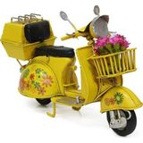 Mnk Vintage Dekoratif Sepetli Metal Scooter