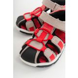 mnpc Unisex Çocuk Gri-Kırmızı Deri Ortopedik Outdoor Çocuk Sandalet