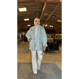 MNT001 Peluş Fermuarlı Mont - Mint Yeşili - Standart