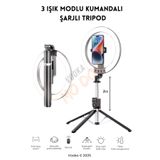 MO DOU 10"inç Ring Light Şarjlı Youtuber Tiktok Çekim Telefon Tutucu Influencer Makyaj Işığı Kumandalı