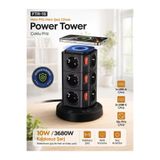 MO DOU 12’li Kule Tipi Çoklu Priz 3680W 16A Kablosuz Şarjlı USB-C + USB Power Tower