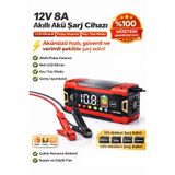 MO DOU Akıllı Akü Şarj Cihazı 12V 8A LCD Ekranlı Pulse Repair Otomatik Akü Şarj & Desülfatör