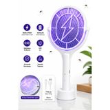 MO DOU Elektrikli Sinek Öldürücü Raket 3500-3700V – 1200mAh Şarjlı, LED Işıklı, Standlı, Type-C Kablosuz Sivrisinek Öldürücü