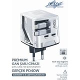 Mo Dou Gan Pd 40W Hızlı Şarj Adaptörü Çoklu Çıkış Usb-C Lightning Kablolu Hızlı Şarj Cihazı Ev Ofis Uyumlu - Beyaz