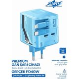 Mo Dou Gan Pd 40W Hızlı Şarj Adaptörü Çoklu Çıkış Usb-C Lightning Kablolu Hızlı Şarj Cihazı Ev Ofis Uyumlu - Mavi