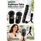 MO DOU Kablosuz Yaka Mikrofonu 4'ü 1 Arada Profesyonel Masa Mikrofonu Çift Mikrofon Type-C AI Gürültü Engelleme Canlı Yayın Vlog Röportaj