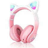 Mo Dou Pro Rgb Işıklı Kedi Kulaklı Bluetooth Kulaklık Çocuk Tablet Telefon Bilgisayar Uyumlu Kablosuz Kulaklık - Pembe