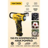 MO DOU Şarjlı Dijital Hava Kompresörü 150 PSI – LCD Ekran, LED Işık, Type-C, 3600 mAh | Araba Lastik