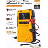 Mo Dou Taşınabilir Araç Akü Takviye ve Hava Kompresörü 10000MAH 150 Psı Jump Starter Powerbank LED - 10000 mAh