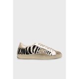 Moaconcept Zebra Desenli Deri Sneaker Ayakkabı Bayan Ayakkabı IC136 - Beyaz - Siyah