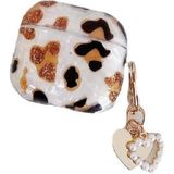 MobaxAksesuar Apple Airpods 3. Nesil ile uyumlu Kılıf Kalp Leopar Taş Kiraz Desenli Fiyok Tutmalı Kılıflar - Gold - Airpods 3.Nesil