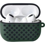 MobaxAksesuar Apple Airpods Pro 1. Nesil ile uyumlu Kılıf Delikli Koruyucu Silikon Kapak - Yeşil - Siyah - Airpods Pro 1.Nesil