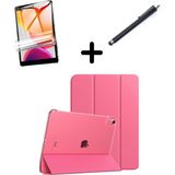 MobaxAksesuar Apple iPad 10. Nesil 10.9 Kılıf Set Pu Deri Smart Tablet Kilifi Ekran Koruyucu + Kalem - iP 11/10.Nesil A16 - Karpuz Kırmızısı