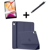 MobaxAksesuar Apple iPad 10. Nesil 10.9 Kılıf Set Pu Deri Smart Tablet Kilifi Ekran Koruyucu + Kalem - iP 11/10.Nesil A16 - Lacivert