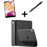 MobaxAksesuar Apple iPad 10. Nesil 10.9 Kılıf Set Pu Deri Smart Tablet Kilifi Ekran Koruyucu + Kalem - iP 11/10.Nesil A16 - Siyah