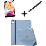 MobaxAksesuar Apple iPad 10. Nesil 2022 10.9 Kılıf Set Pu Deri Smart Tablet Kilifi Ekran Koruyucu + Kalem - iP 10. Nesil 10.9 - Gökyüzü Mavisi