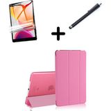 MobaxAksesuar Apple iPad 2 3 4 Kılıf Set Pu Deri Smart Tablet Kilifi Ekran Koruyucu + Kalem - iP 2-3-4 - Açık Pembe