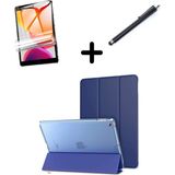 MobaxAksesuar Apple iPad 5. / 6. Nesil Air 1 / 2 9.7 Kılıf Set Pu Deri Smart Tablet Kilifi Ekran Koruyucu + Kalem - iP 9.7inç - Lacivert