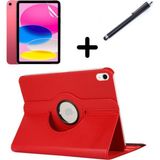 MobaxAksesuar Apple iPad 5. Nesil 6. Nesil / Air 1 Air 2 / Pro 9.7" Kılıf Dönen Tablet Kilifi Ekran Koruyucu+Kalem - Kırmızı - iP 6. Nesil 9.7