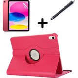MobaxAksesuar Apple iPad 5. Nesil 6. Nesil / Air 1 Air 2 / Pro 9.7" Kılıf Dönen Tablet Kilifi Ekran Koruyucu+Kalem - Koyu Pembe - iP 6. Nesil 9.7