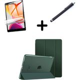 MobaxAksesuar Apple iPad 7. 8. 9. Nesil 10.2" Kılıf Set Pu Deri Smart Tablet Kilifi Ekran Koruyucu + Kalem - iP 7/8/9.Nesil - Koyu Yeşil