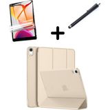 MobaxAksesuar Apple iPad Air 11inç M2/M3 2025-2024 Kılıf SET PU Deri Smart Tablet Kilifi Ekran Koruyucu + Kalem - Gold - iP Air 11inç
