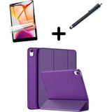MobaxAksesuar Apple iPad Air 13inç M2/M3 Kılıf SET PU Deri Smart Tablet Kilifi Ekran Koruyucu + Kalem A2898 A2899 A2900 - Mor - iP Air 13inç