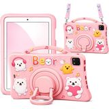 MobaxAksesuar Apple iPad Air 2 9.7" Kılıf Cute Dolls Standlı Eğlenceli 3D Karekterli Çocuk Kılıfı A1566 A1567 - iP Air 2 9.7 - Pembe - Sarı