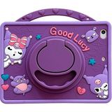 MobaxAksesuar Apple iPad Air 2 9.7" Kılıf Cute Dolls Standlı Eğlenceli 3D Karekterli Çocuk Kılıfı A1566 A1567 - Mürdüm - iP Air 2 9.7