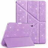 MobaxAksesuar Apple iPad Air 3 10.5 Kılıf Simli Işıltılı Parlak Kalem Bölmeli Trifolding Case A2152 A2123 A2153 A2154 - iP Air 3 10.5 - Mor - Şeffaf