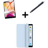 MobaxAksesuar Apple iPad Air 3 / Pro 10.5" Kılıf Set Pu Deri Smart Tablet Kilifi Ekran Koruyucu + Kalem - iP Air 3/Pro 10.5 - Açık Mavi