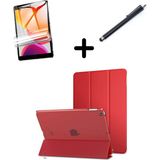 MobaxAksesuar Apple iPad Air 3 / Pro 10.5" Kılıf Set Pu Deri Smart Tablet Kilifi Ekran Koruyucu + Kalem - iP Air 3/Pro 10.5 - Kırmızı