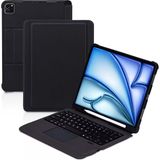 MobaxAksesuar Apple iPad Air 4 10.9 Kılıf Palermo LED Uyumlu Kılıf Palermo LED Işıklı Magnetik Standlı Klavyeli Kılıf - Füme - iP Air 4 10.9
