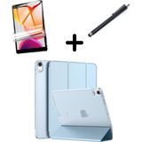 MobaxAksesuar Apple iPad Air 4/5. Nesil 10.9 Kılıf SET PU Deri Smart Tablet Kilifi Ekran Koruyucu + Kalem (10.Nesil Değildir) - iP Air 4/5.Nesil - Açık Mavi