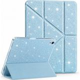 MobaxAksesuar Apple iPad Air 5 10.9 2022 M1 Kılıf Simli Işıltılı Parlak Kalem Bölmeli Trifolding Case A2588 A2589 A2591 - iP Air 5 10.9 - Parlak Mavi