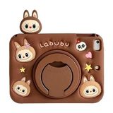 MobaxAksesuar Apple iPad Mini 7 (A17 Pro) Mini 6 Kılıf Cute Dolls Standlı Eğlenceli 3D Karekterli Çocuk Kılıfı 2021-2024 - iP Mini 6/7 - Koyu Kahverengi