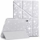 MobaxAksesuar Apple iPad Pro 10.5 Kılıf Simli Işıltılı Parlak Kalem Bölmeli Trifolding Case A1701 A1709 A1852 - iP Pro 10.5 - Gümüş