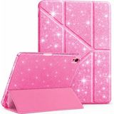MobaxAksesuar Apple iPad Pro 10.5 Kılıf Simli Işıltılı Parlak Kalem Bölmeli Trifolding Case A1701 A1709 A1852 - iP Pro 10.5 - Parlak Pembe