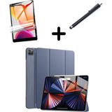 MobaxAksesuar Apple iPad Pro 11 1. 2. 3. 4. Nesil Kılıf Set Pu Deri Smart Tablet Kilifi Ekran Koruyucu + Kalem - iP Pro 11 - Lavendery Gray
