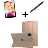 MobaxAksesuar Apple iPad Pro 12.9 3. 4. 5. 6. Nesil Kılıf Set Pu Deri Smart Tablet Kilifi Ekran Koruyucu + Kalem - iP Pro 12.9 3/4/5/6.Nesil - Gold