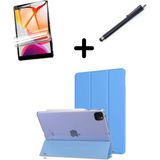 MobaxAksesuar Apple iPad Pro 12.9 3. 4. 5. 6. Nesil Kılıf Set Pu Deri Smart Tablet Kilifi Ekran Koruyucu + Kalem - iP Pro 12.9 3/4/5/6.Nesil - Mavi