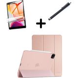 MobaxAksesuar Apple iPad Pro 12.9 3. 4. 5. 6. Nesil Kılıf Set Pu Deri Smart Tablet Kilifi Ekran Koruyucu + Kalem - iP Pro 12.9 3/4/5/6.Nesil - Rose Gold