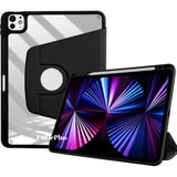 MobaxAksesuar Apple iPad Pro 12.9 3./4./5./6. Nesil Kılıf Termik Kalem Bölmeli Dönebilen Standlı Kılıf 2018-2022 - Siyah - iP 12.9 3/4/5/6.Nesil